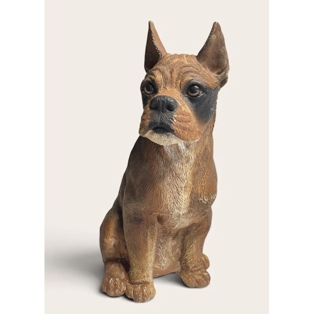 VTG 1986 Universal Statuary Corp 13" Boxer Puppy Dog Figurine/Statue Brown Black